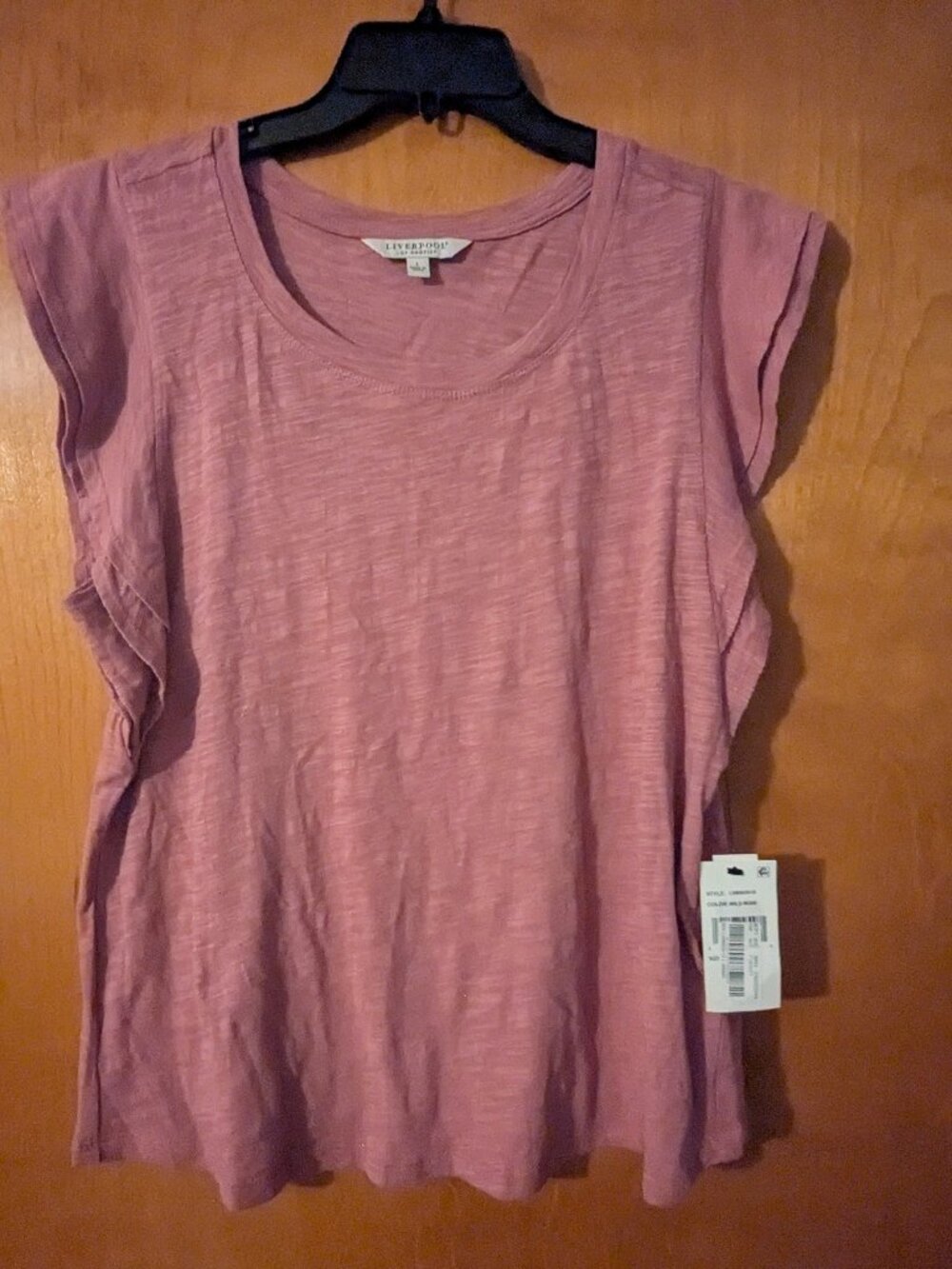 Liverpool of Los Angeles Wild Rose T-Shirt with Fancy Sleeves Large